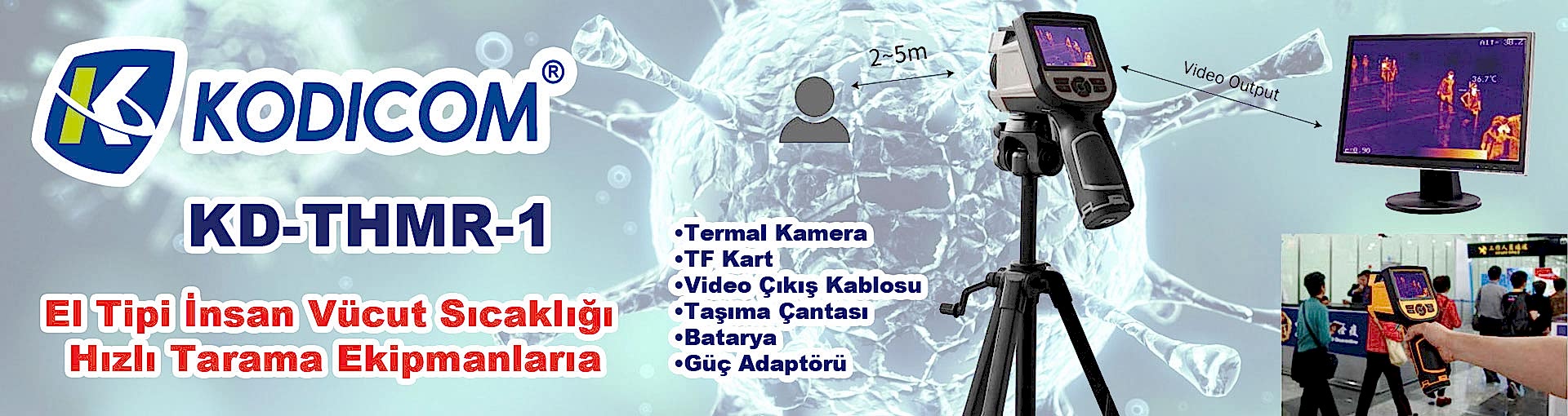 El Tipi İnsan Vücut Sıcaklık Ölçer Termal Kamera